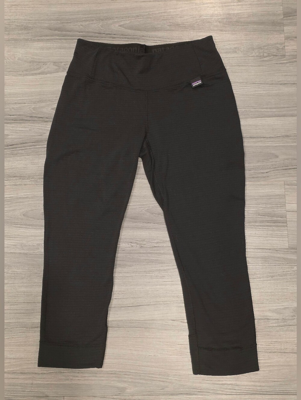 $105 Patagonia Capilene Thermal Weight Bottoms Black Polartec Power Grid S/M